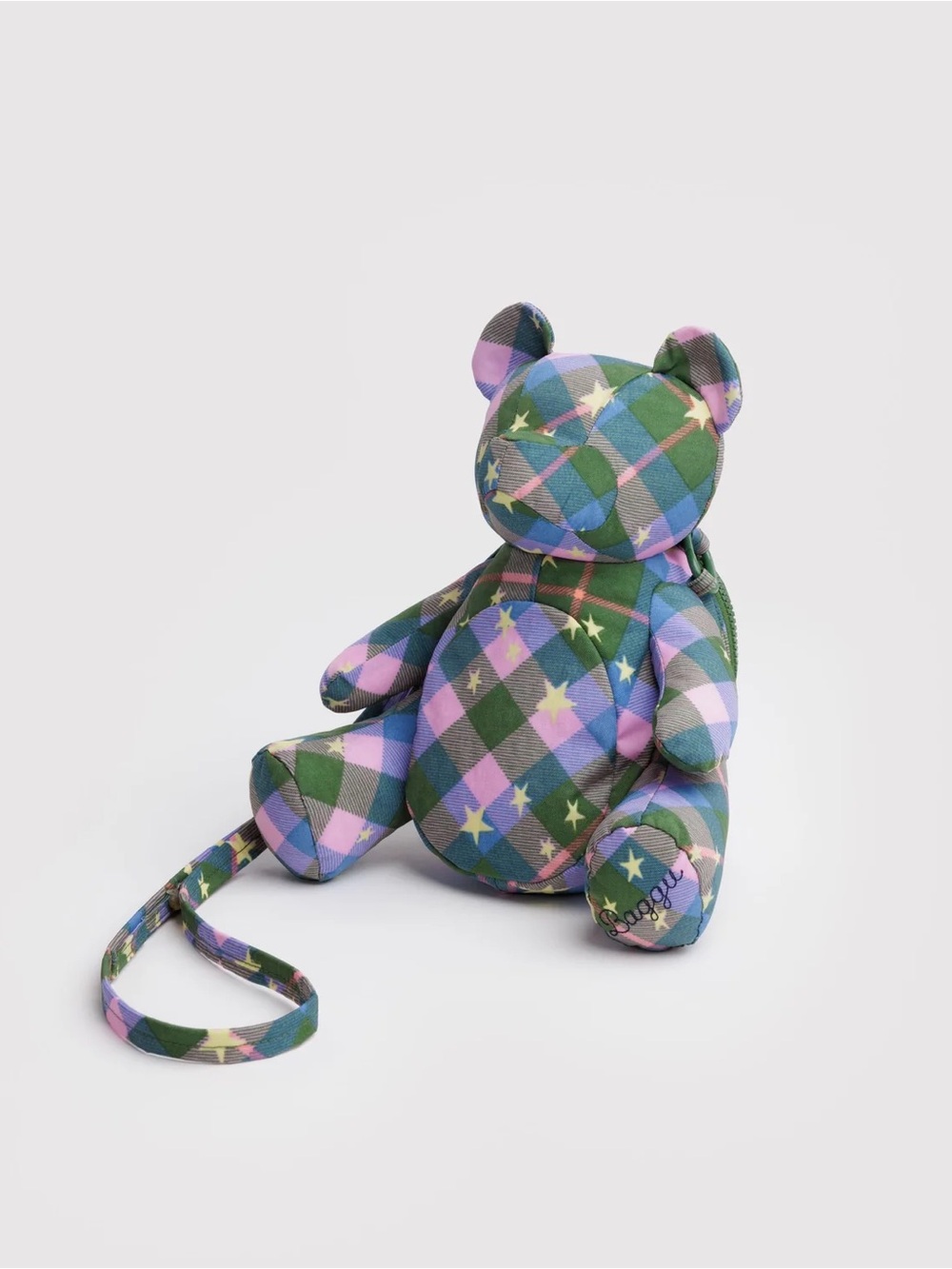 Bear Baggu - Green Star Plaid